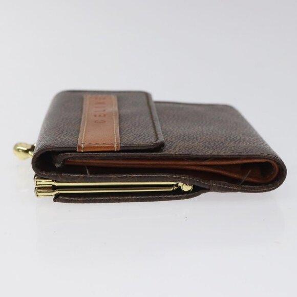 CELINE Macadam Canvas Compact Wallet PVC Leather Brown Auth yk17906 - Picture 4 of 16